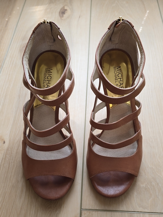 MICHAEL Michael Kors Shoes - MICHAEL Michael Kors Tan Multi-Strap Open-Toe Heels